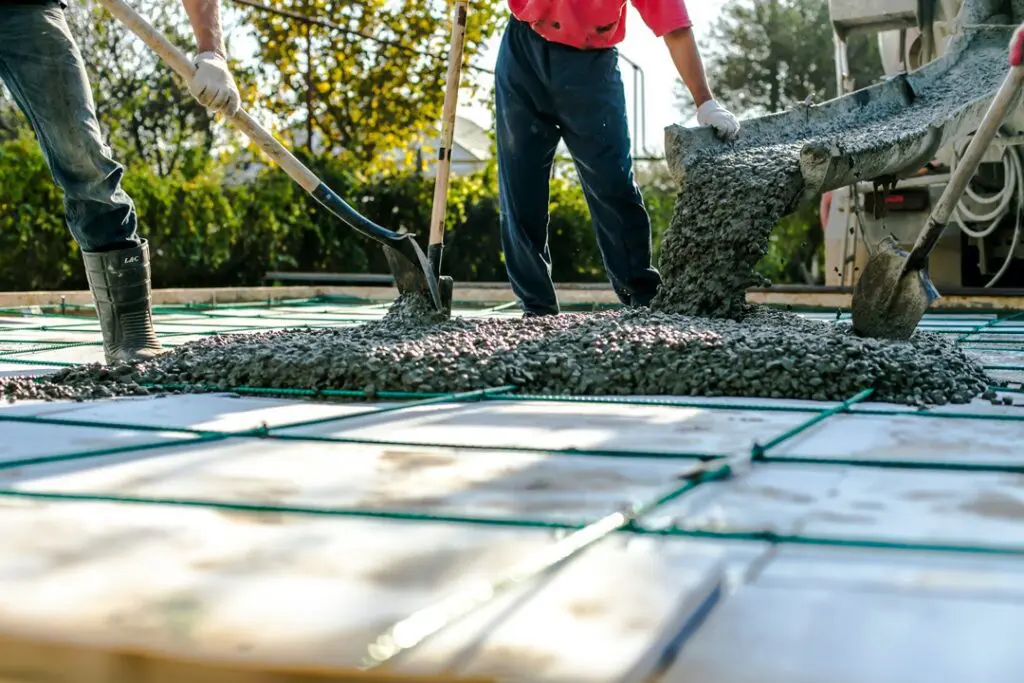 Concrete being poured for patio