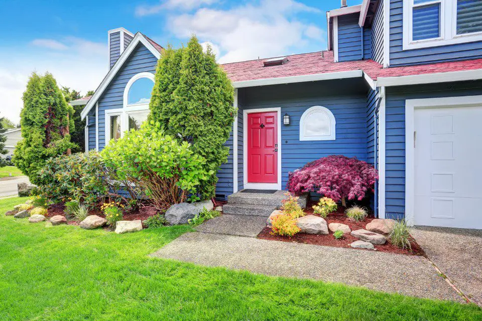Home with a bright red front door