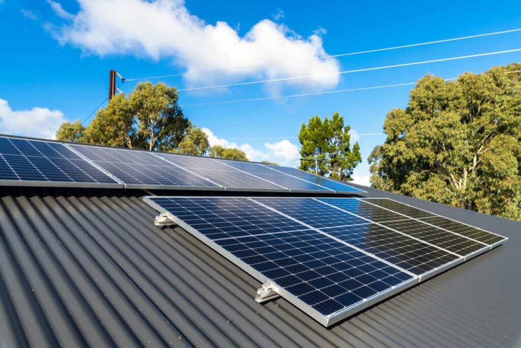 Solar panels on roof