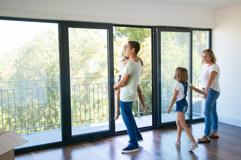 Family looking at new home